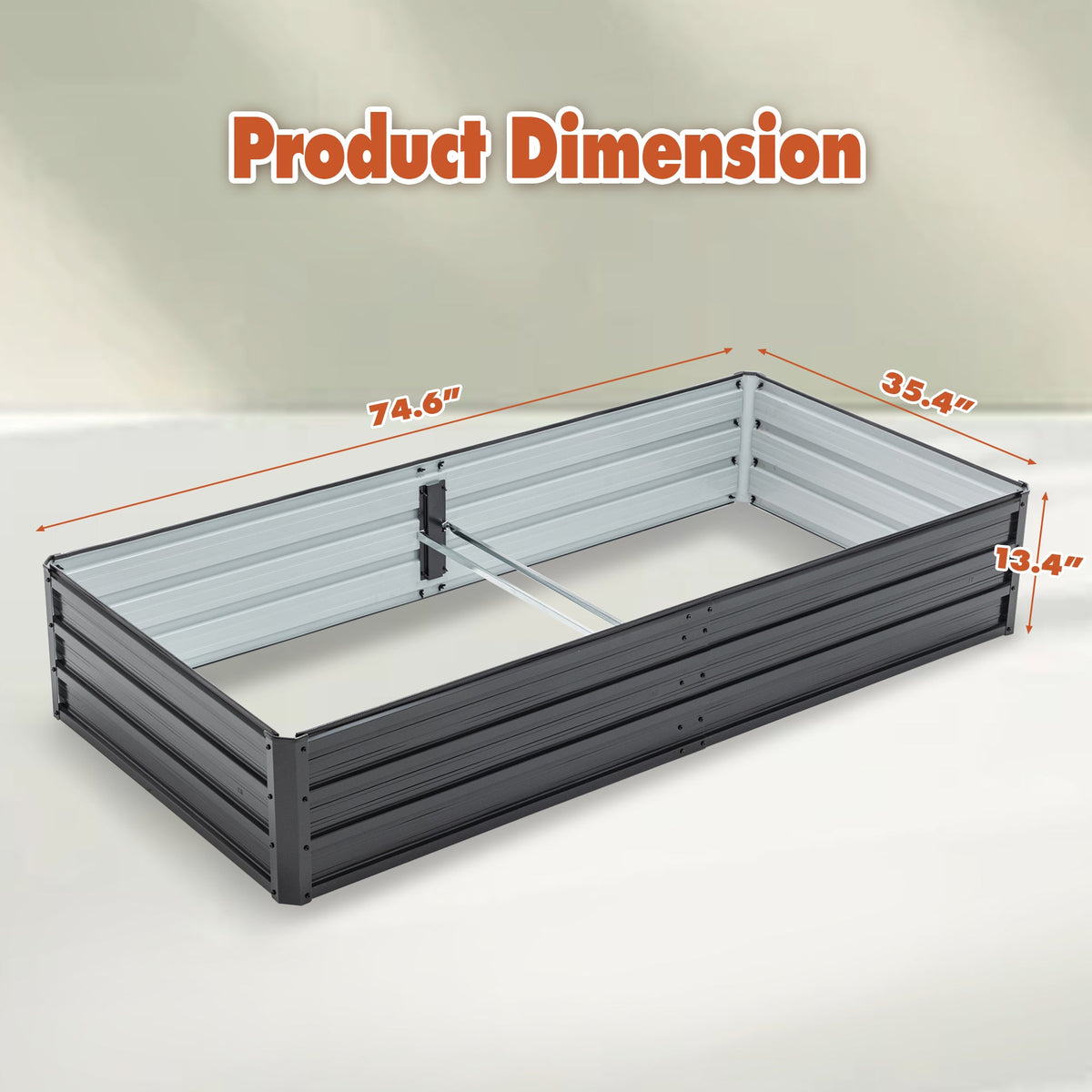 6x3x1 FT Metal Raised Garden Bed with Galvanized Steel - Black