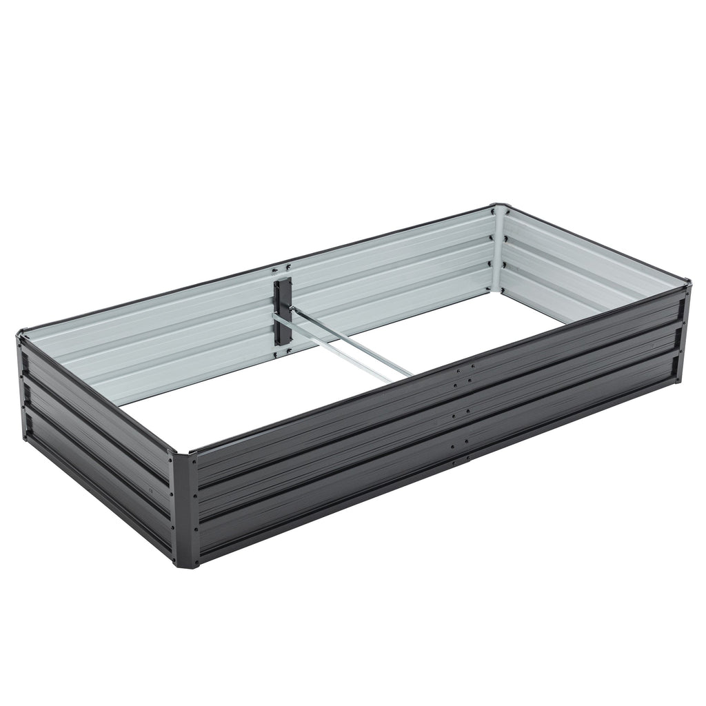 6x3x1 FT Metal Raised Garden Bed with Galvanized Steel - Black