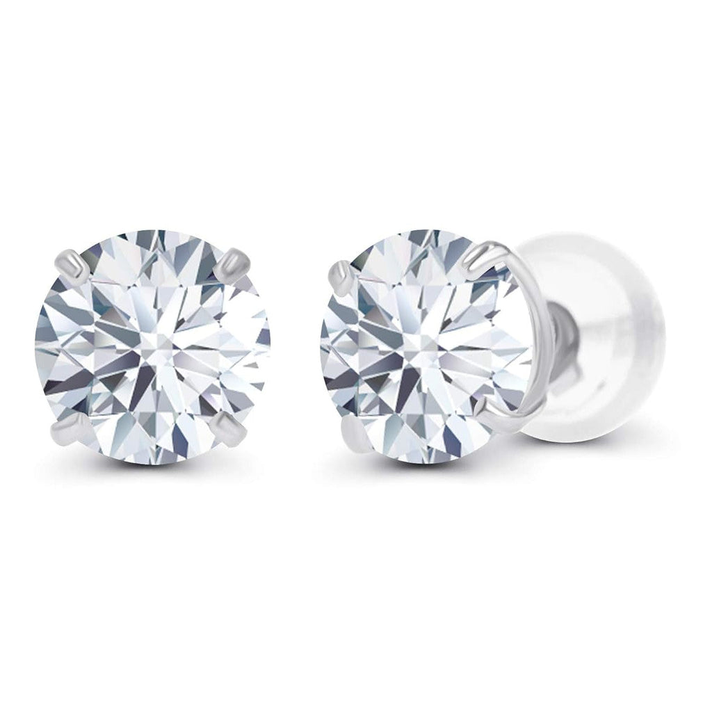 2.00 CTW AGI Certified Lab-Grown Diamond Stud Earrings in Solid 14K Gold - G Color, VS Clarity