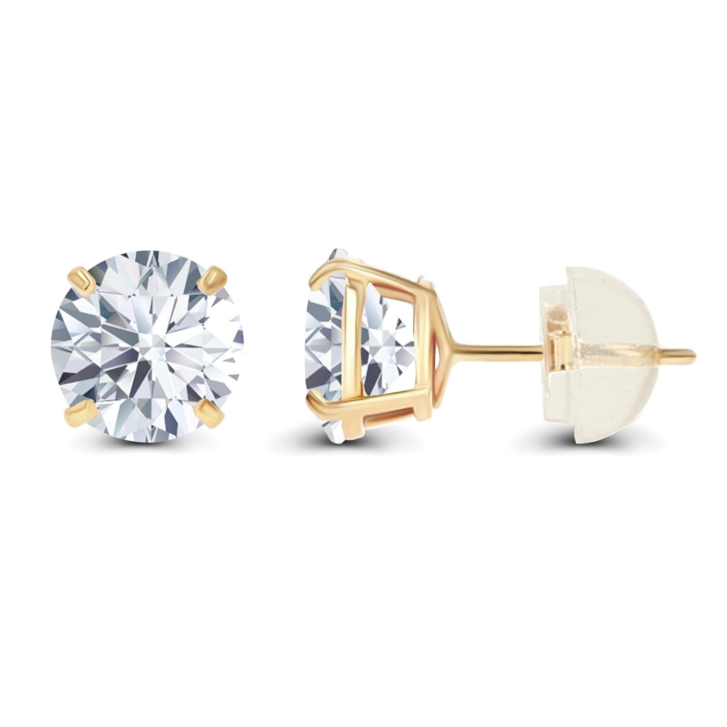 2.50 CTW Created Moissanite Stud Earrings in 14K Yellow Gold, Handcrafted in USA - F-G Color, VS Clarity