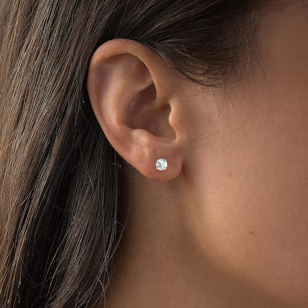 2.00 CTW AGI Certified Lab-Grown Diamond Stud Earrings in Solid 14K Gold - G Color, VS Clarity