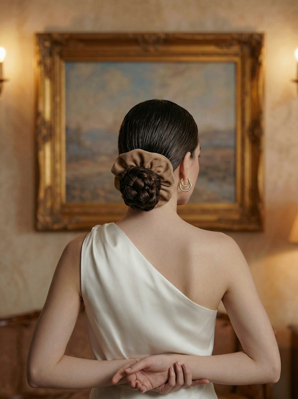 Tan Genuine Suede Scrunchie