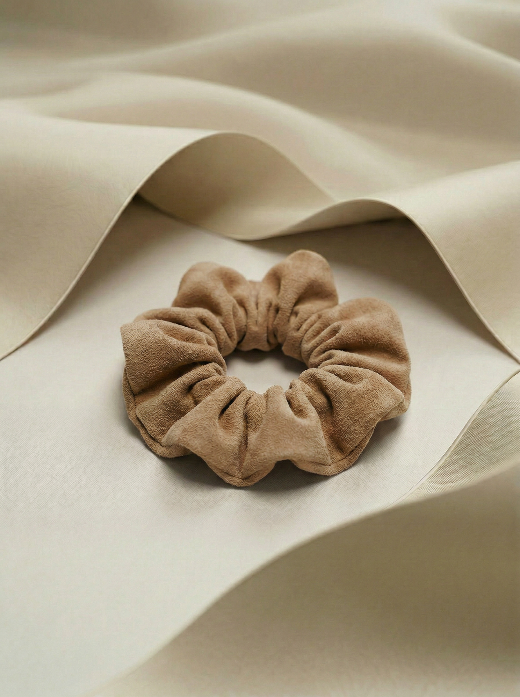 Tan Genuine Suede Scrunchie