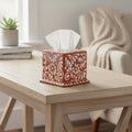 Talavera Tissue Box | Brown & White Floral Design