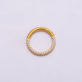 Titanium 10.5mm Micro Paved CZ Single Septum Cartilage Piercing Clicker in Gold & Silver | Findings-00401 Findings-00402