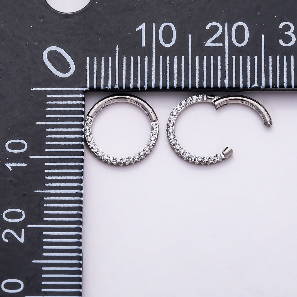 Titanium 10.5mm Micro Paved CZ Single Septum Cartilage Piercing Clicker in Gold & Silver | Findings-00401 Findings-00402