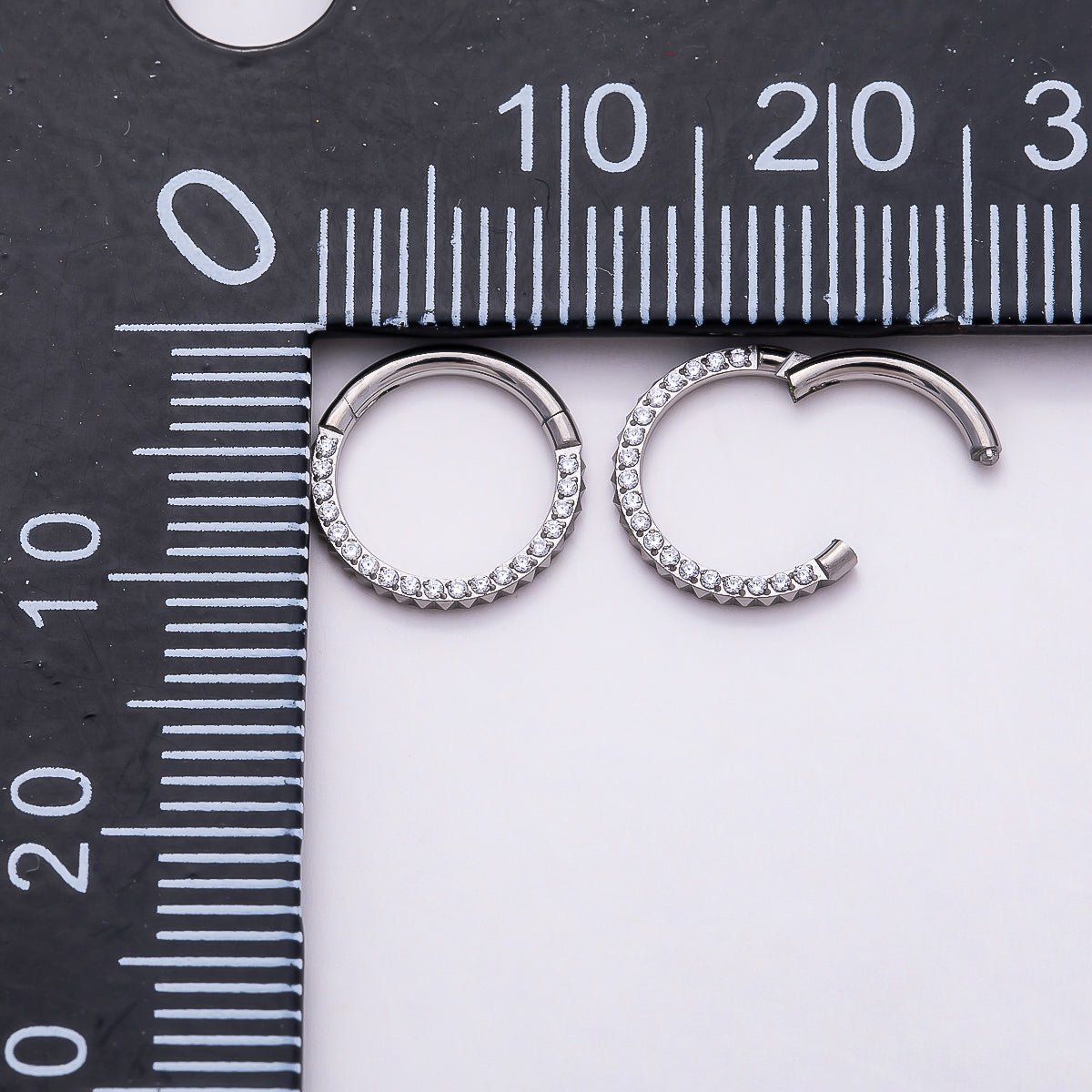 Titanium 10.5mm Micro Paved CZ Single Septum Cartilage Piercing Clicker in Gold & Silver | Findings-00401 Findings-00402