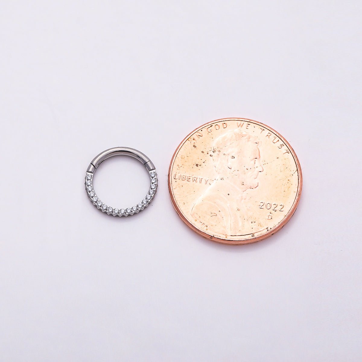 Titanium 10.5mm Micro Paved CZ Single Septum Cartilage Piercing Clicker in Gold & Silver | Findings-00401 Findings-00402