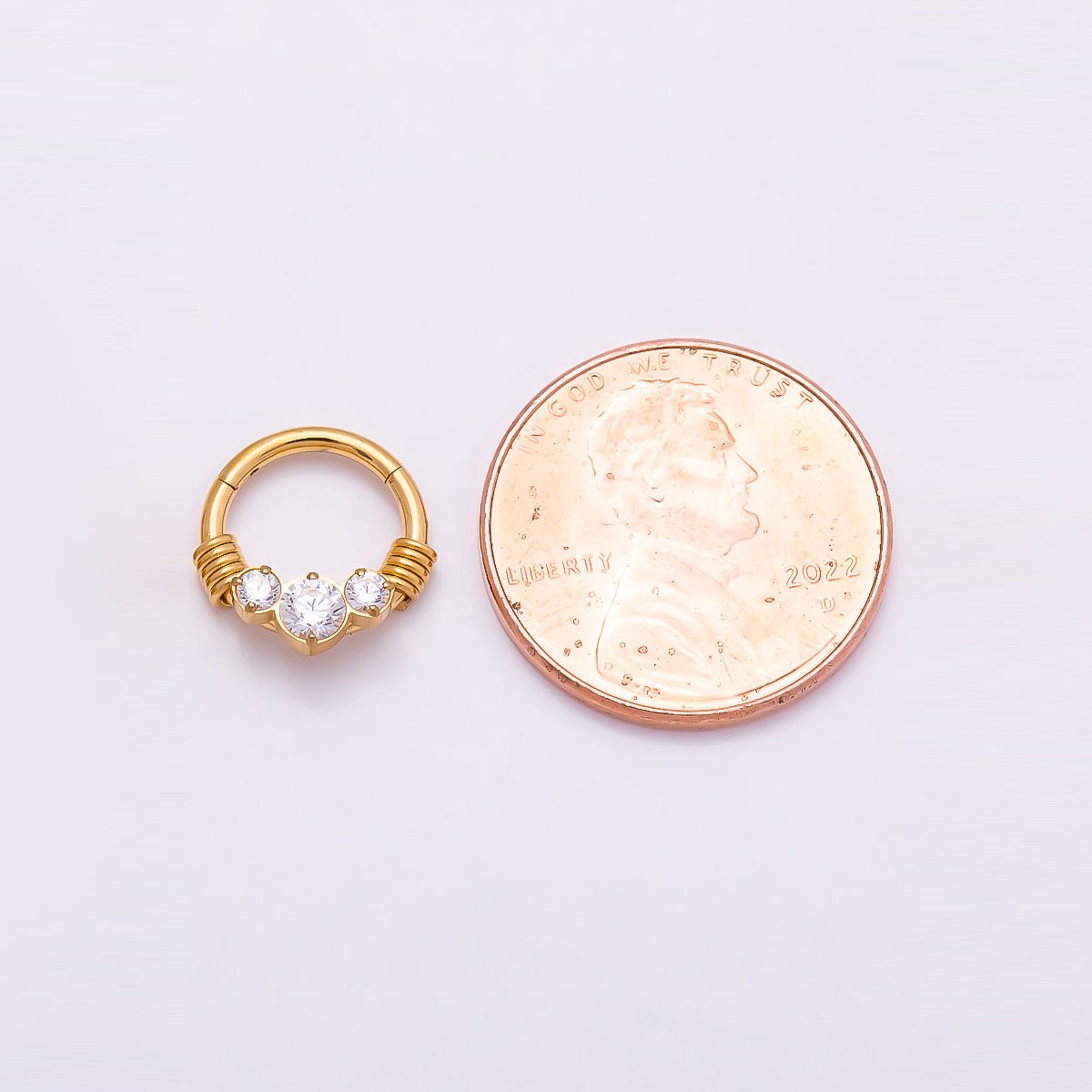 Titanium 11.5mm Clear CZ Cluster Single Septum Cartilage Piercing Clicker in Gold & Silver | Findings-00309 Findings-00310