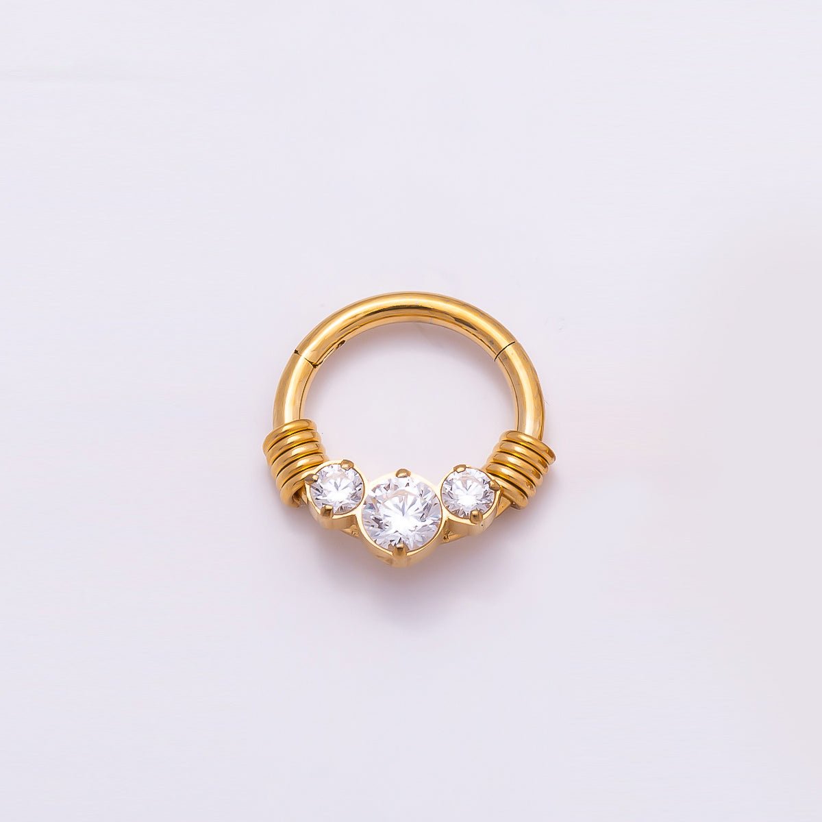 Titanium 11.5mm Clear CZ Cluster Single Septum Cartilage Piercing Clicker in Gold & Silver | Findings-00309 Findings-00310