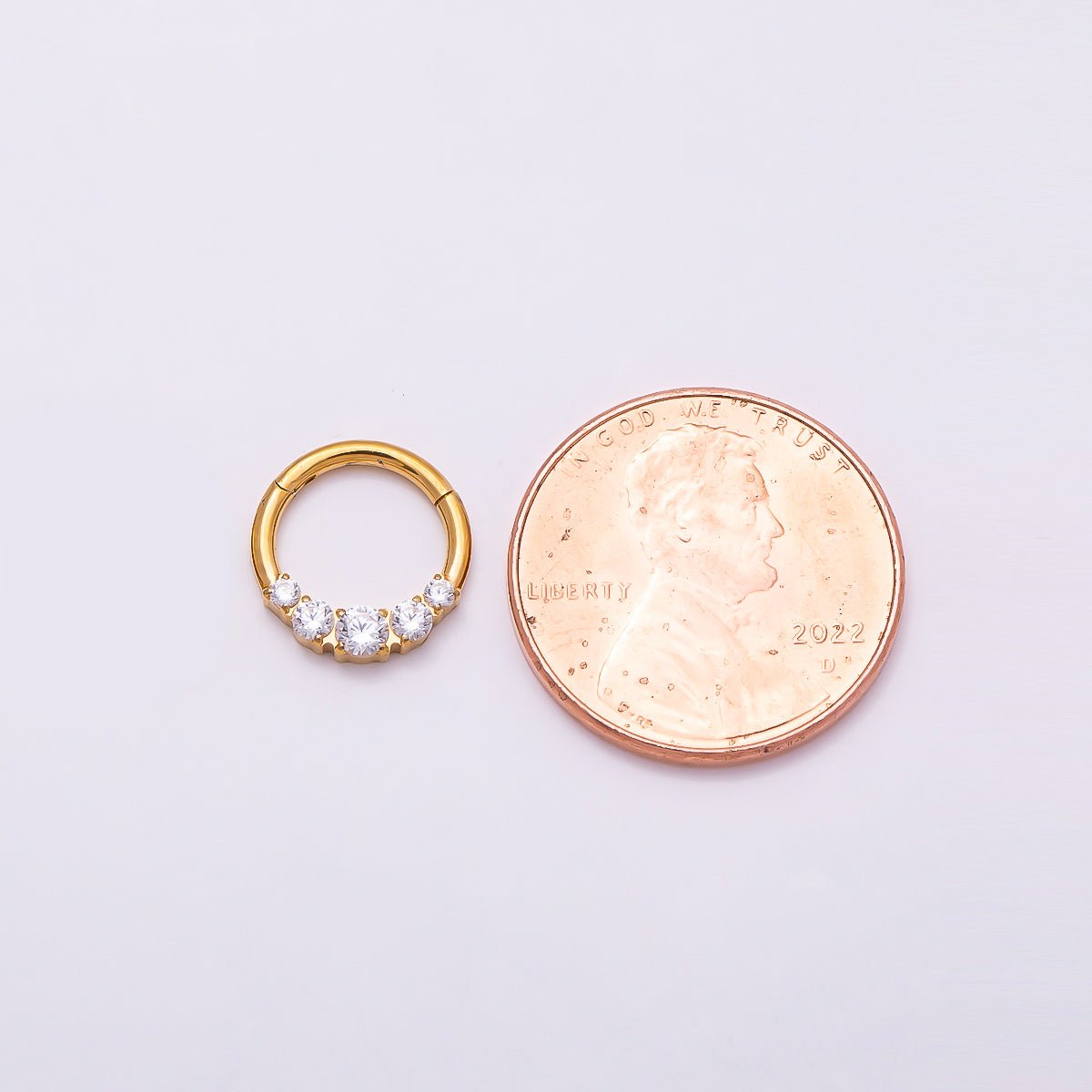 Titanium 11mm Clear CZ Gradient Single Septum Cartilage Piercing Clicker in Gold & Silver | Findings-00321 Findings-00322