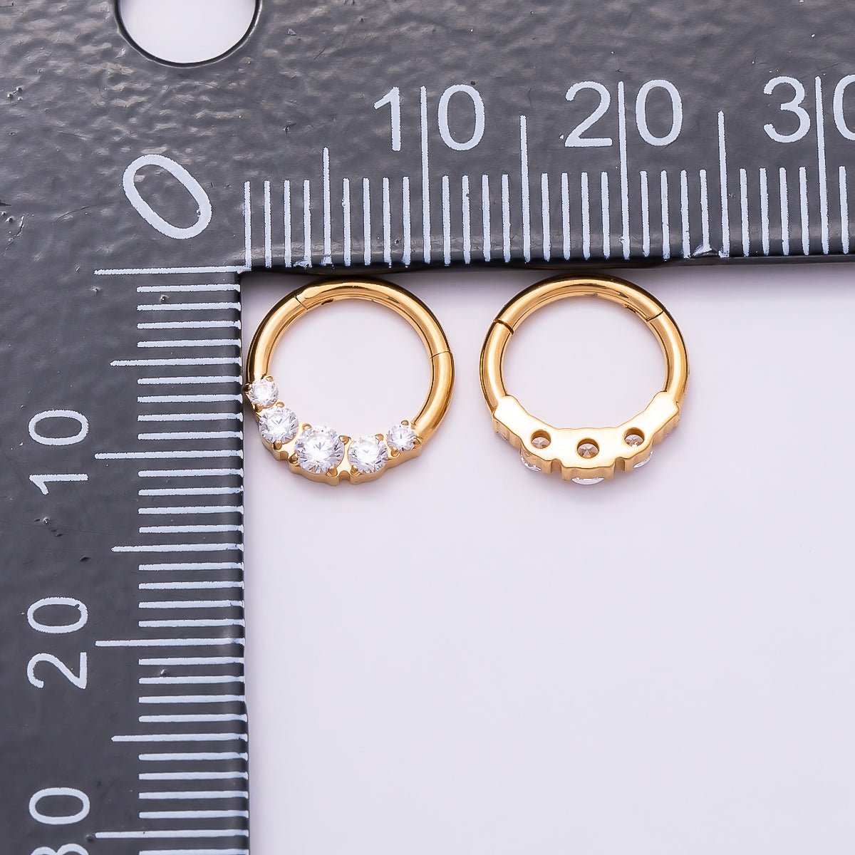 Titanium 11mm Clear CZ Gradient Single Septum Cartilage Piercing Clicker in Gold & Silver | Findings-00321 Findings-00322