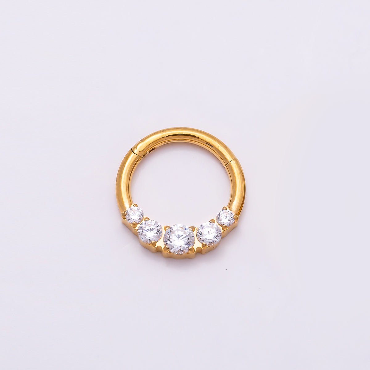 Titanium 11mm Clear CZ Gradient Single Septum Cartilage Piercing Clicker in Gold & Silver | Findings-00321 Findings-00322