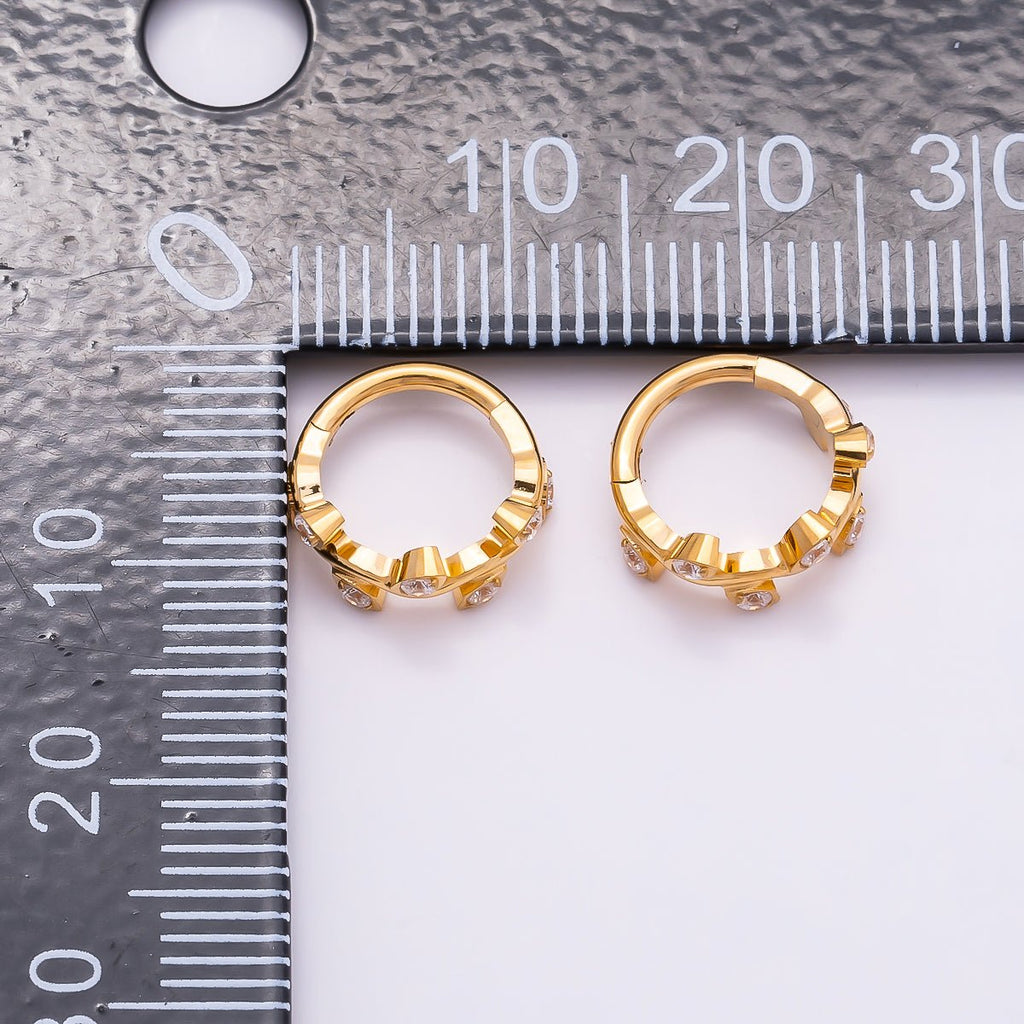 Titanium 11mm CZ Leaf Single Septum Cartilage Piercing Clicker in Gold & Silver | Findings-00287 Findings-00288