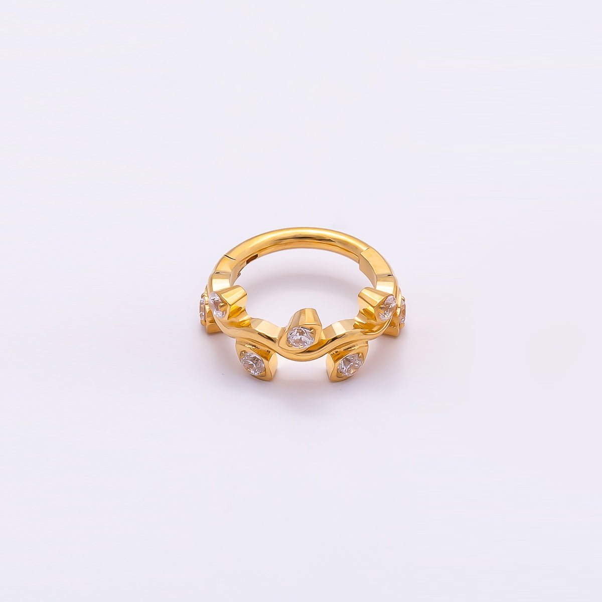 Titanium 11mm CZ Leaf Single Septum Cartilage Piercing Clicker in Gold & Silver | Findings-00287 Findings-00288