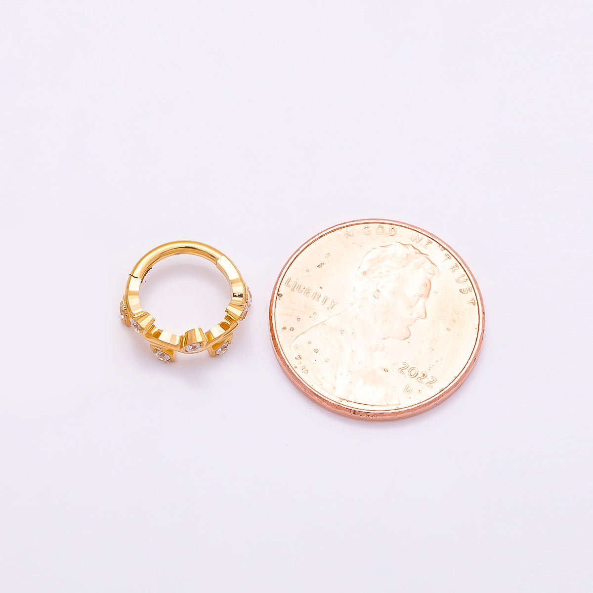 Titanium 11mm CZ Leaf Single Septum Cartilage Piercing Clicker in Gold & Silver | Findings-00287 Findings-00288