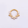 Titanium 13mm Clear CZ Marquise Leaf Single Septum Cartilage Piercing Clicker in Gold & Silver | Findings-00319 Findings-00320