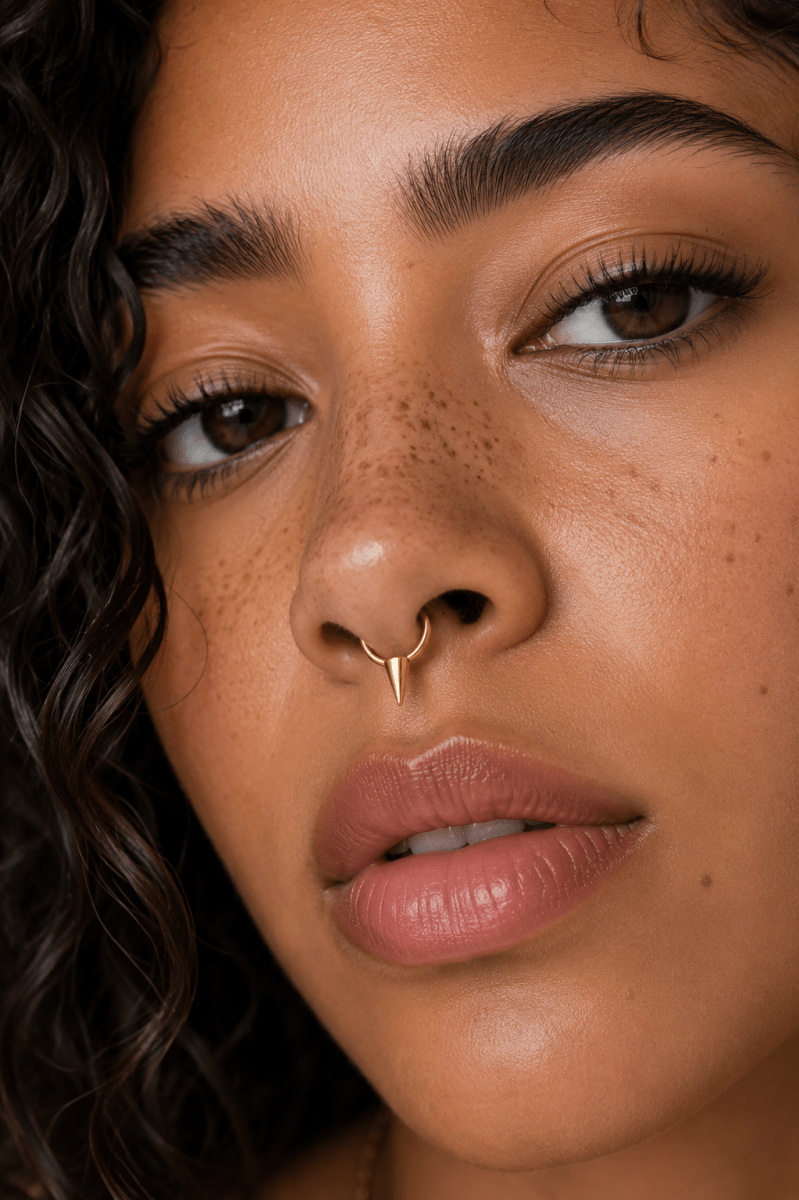 Titanium 14mm Spiked Minimalist Single Septum Cartilage Piercing Clicker in Gold & Silver | Findings-00303 Findings-00304