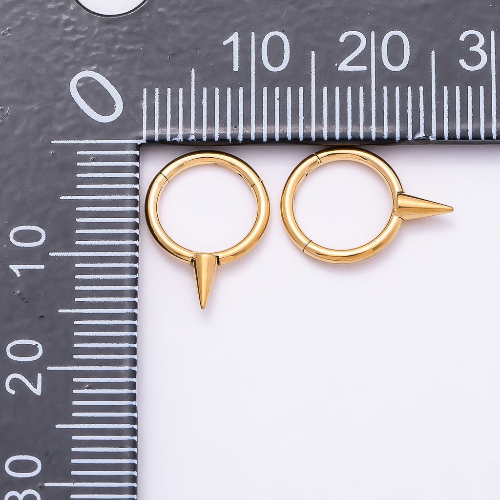 Titanium 14mm Spiked Minimalist Single Septum Cartilage Piercing Clicker in Gold & Silver | Findings-00303 Findings-00304