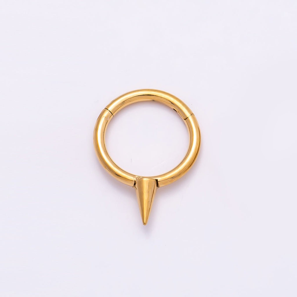 Titanium 14mm Spiked Minimalist Single Septum Cartilage Piercing Clicker in Gold & Silver | Findings-00303 Findings-00304