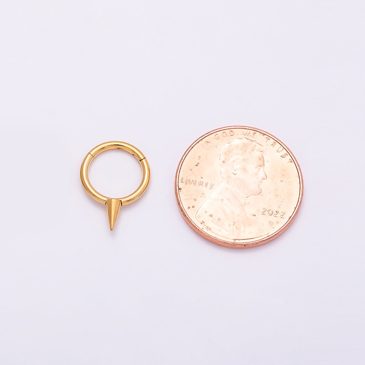 Titanium 14mm Spiked Minimalist Single Septum Cartilage Piercing Clicker in Gold & Silver | Findings-00303 Findings-00304