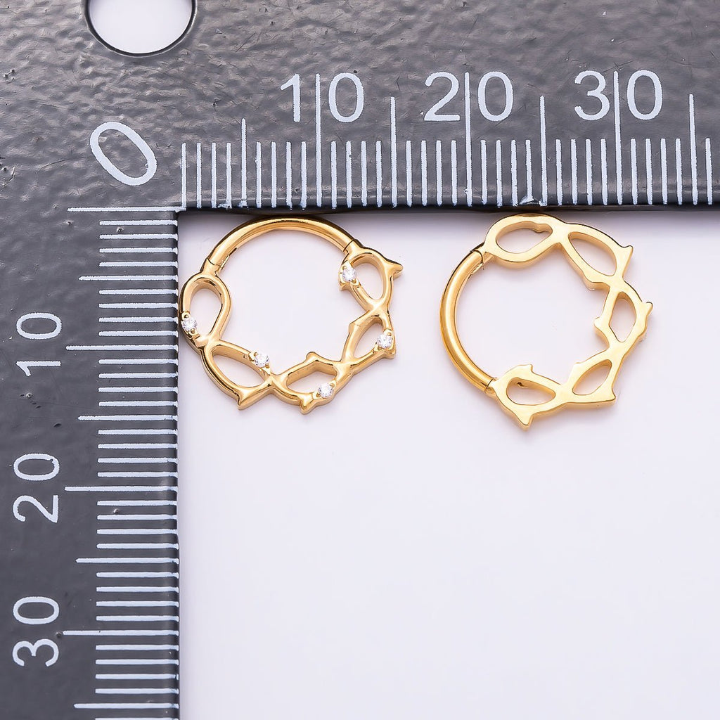 Titanium 15mm CZ Geometric Single Septum Cartilage Piercing Clicker in Gold & Silver | Findings-00305 Findings-00306