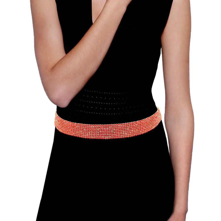 Trendy Fashionable Nine Rows Rhinestone Belt