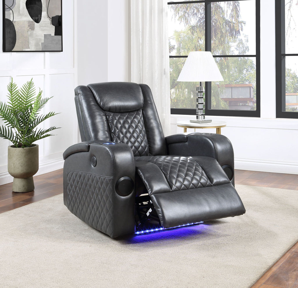 Alair Leather Aire Power Motion Recliner with Bluetooth & Wireless Charger - Dark Gray