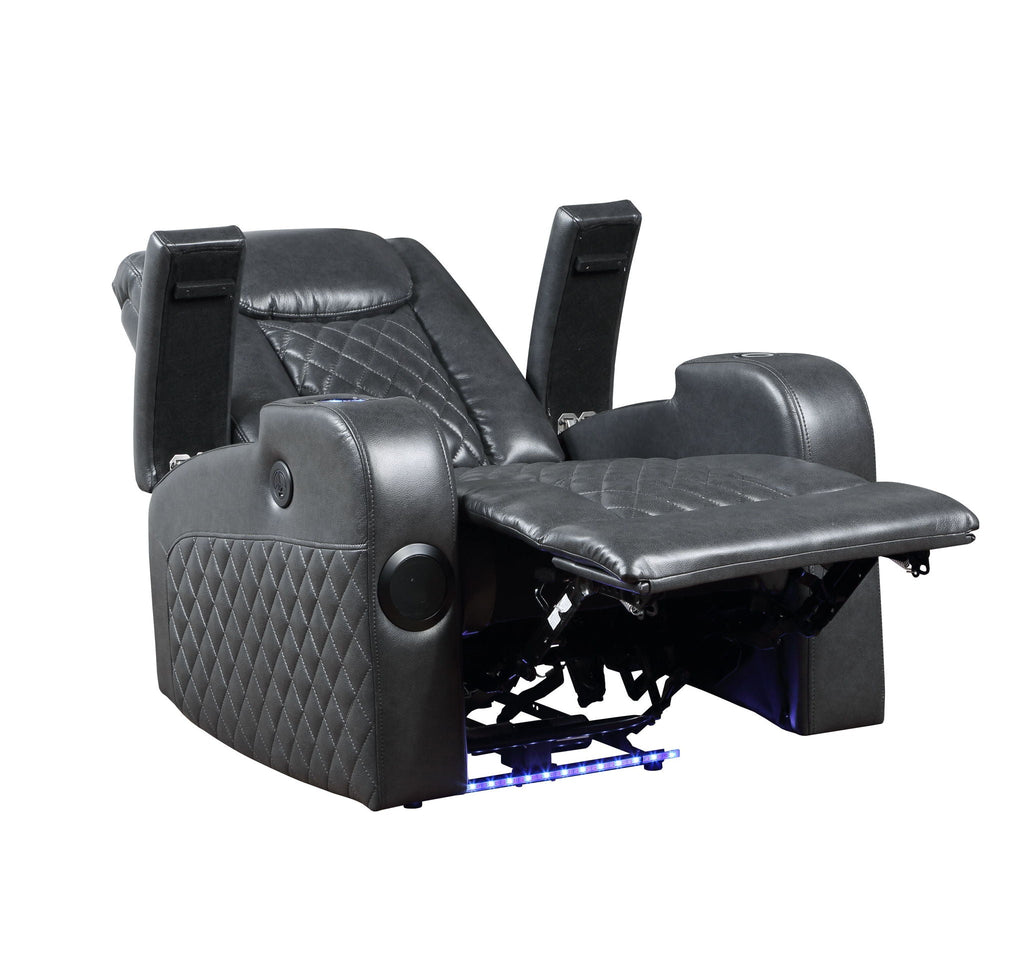 Alair Leather Aire Power Motion Recliner with Bluetooth & Wireless Charger - Dark Gray