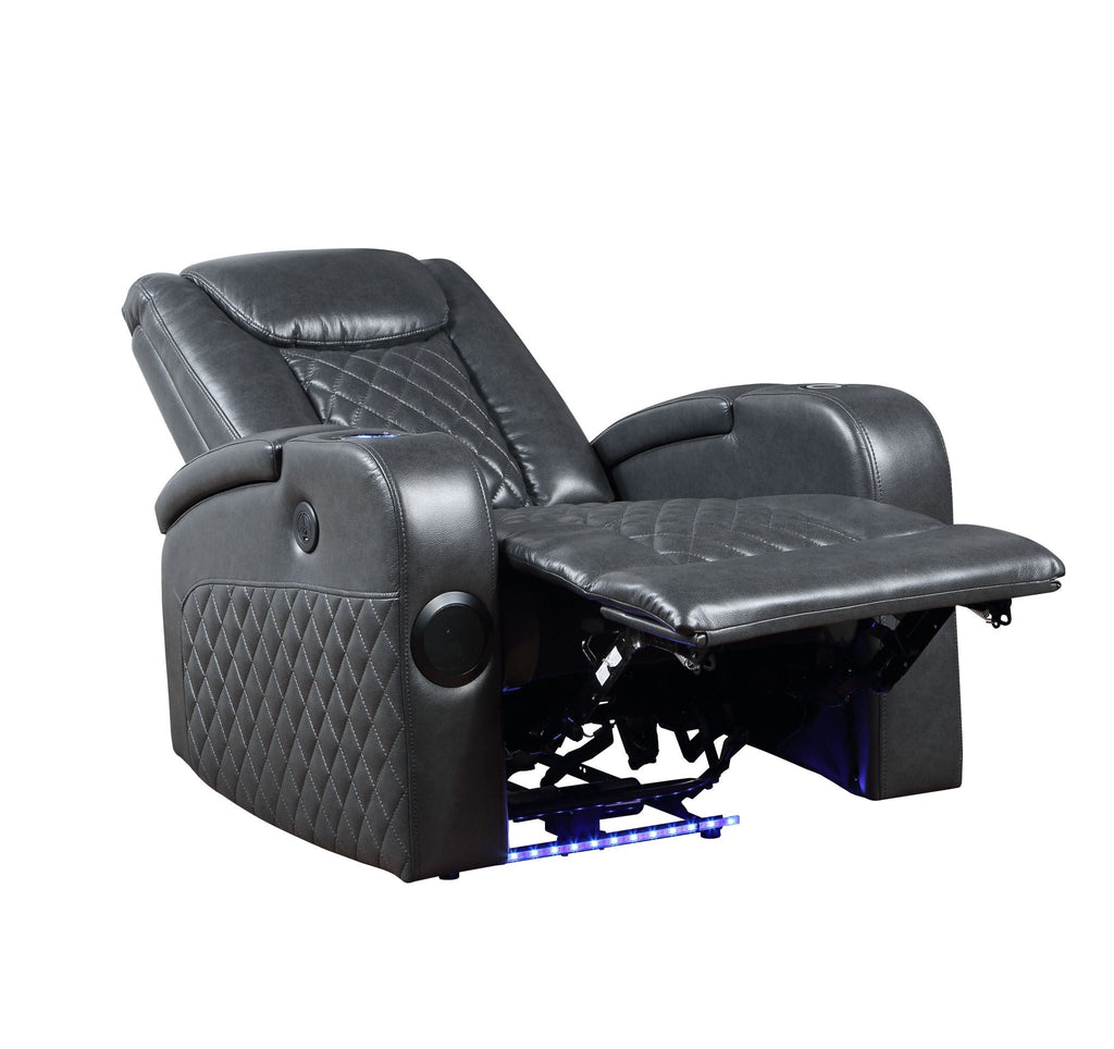 Alair Leather Aire Power Motion Recliner with Bluetooth & Wireless Charger - Dark Gray
