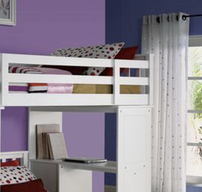Freya Twin Loft Bed with Storage - White