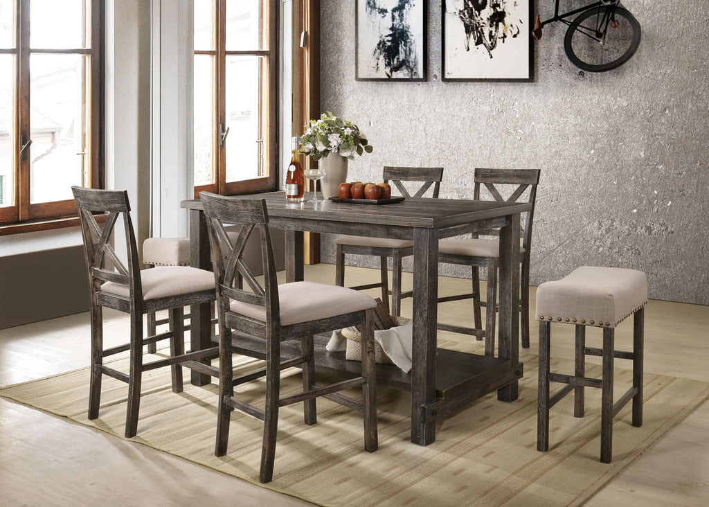 Gray Counter Height 7-Piece Dining Room Set with Modern Design - Martha II