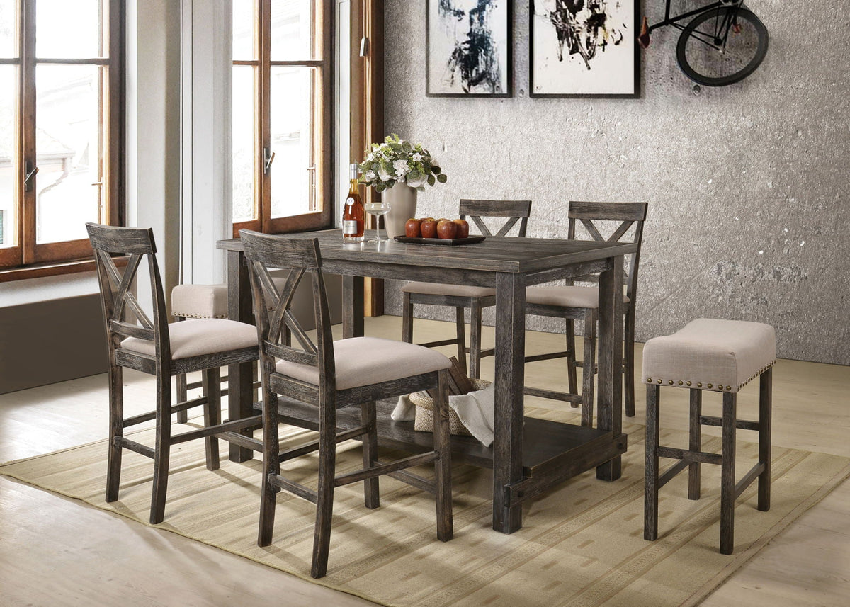 Gray Counter Height 7-Piece Dining Room Set with Modern Design - Martha II