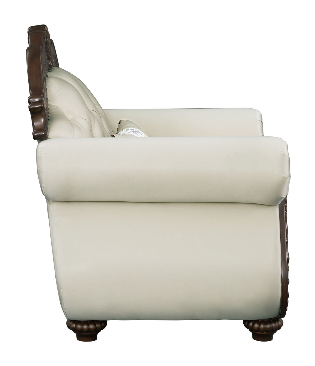Pierce Chair With Pillow with Button-Tufted Upholstery - Beige / Cherry