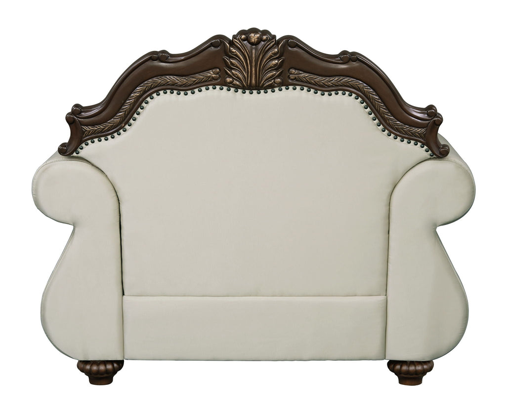 Pierce Chair With Pillow with Button-Tufted Upholstery - Beige / Cherry