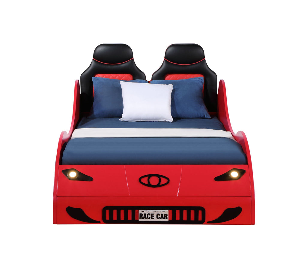 Twin Car Bed with LED Lights - Red or White