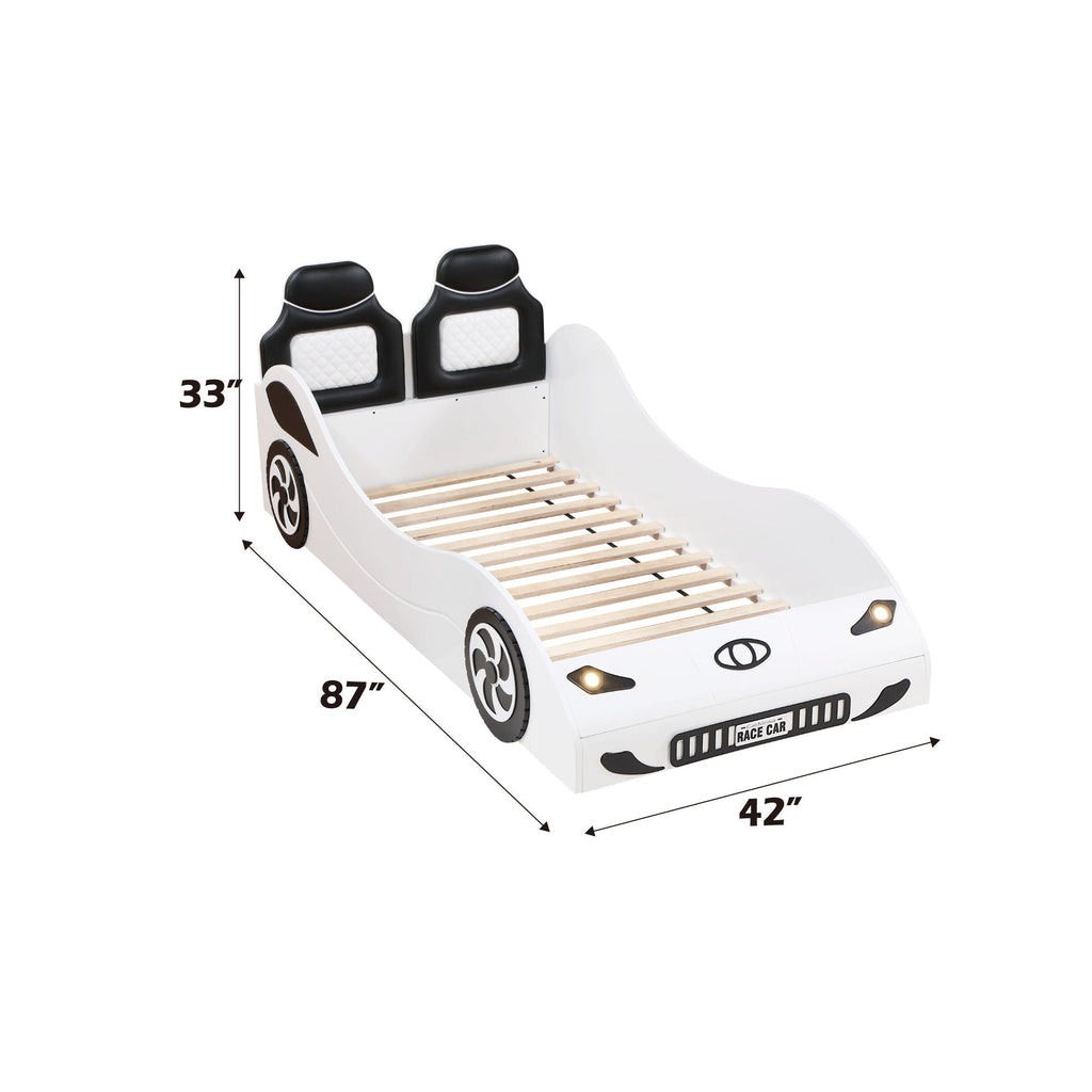 Twin Car Bed with LED Lights - Red or White