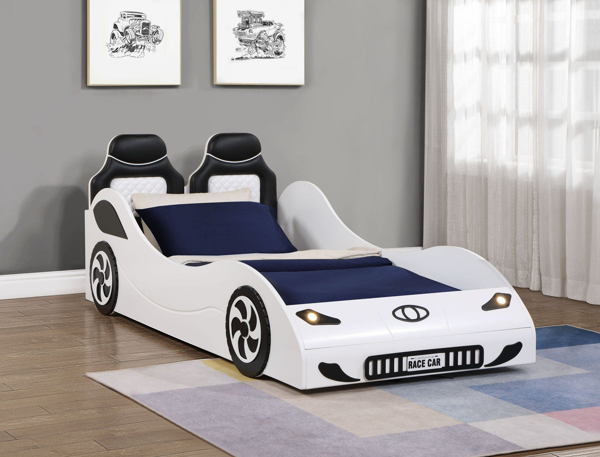 Twin Car Bed with LED Lights - Red or White