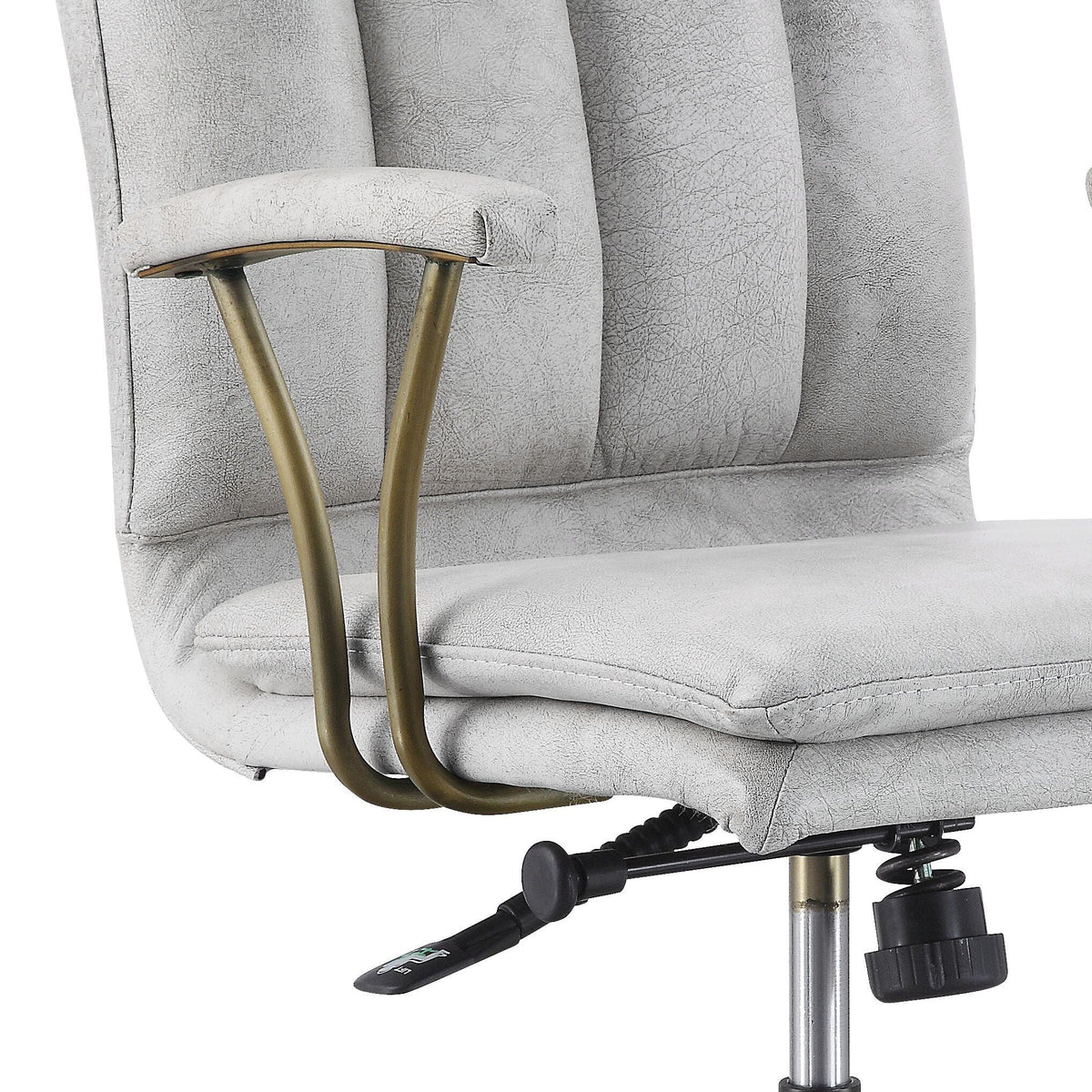 Vintage Top Grain Leather Office Chair with Ergonomic Support - Antique White