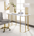 White and Gold Writing Desk with Open Metal Base - 48" Wide