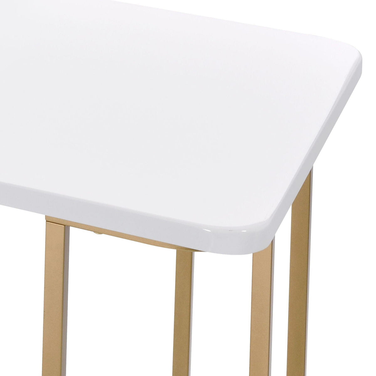 White and Gold Writing Desk with Open Metal Base - 48" Wide