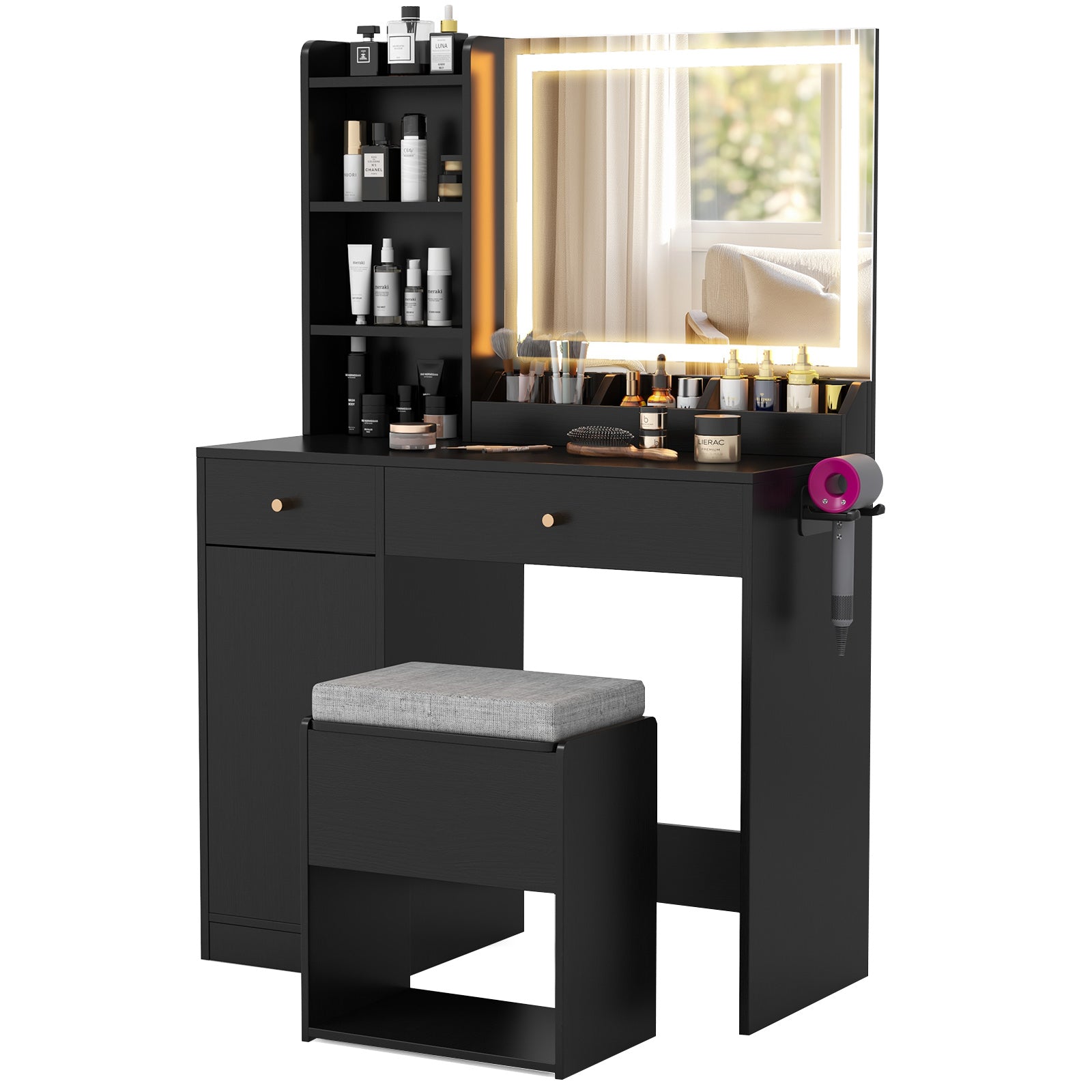 Vanity Dressing Table and Chair Set with Mirror and Lights
