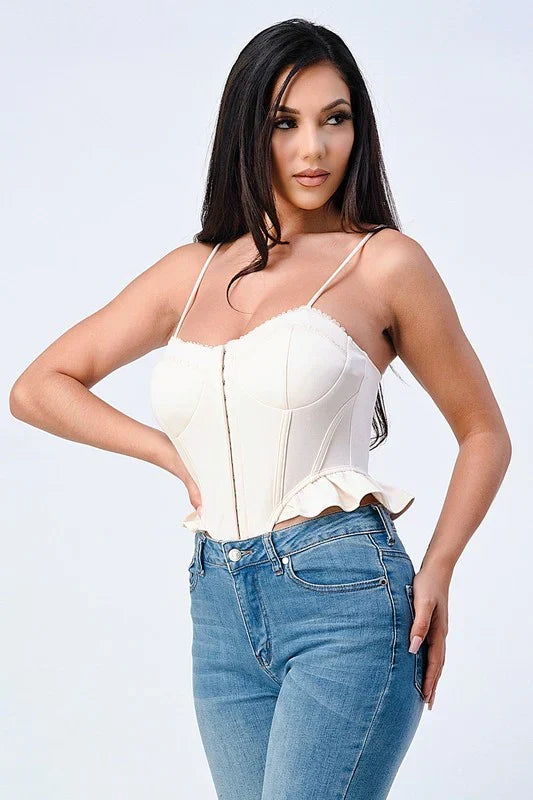 Scuba Side-Frill Cami Bodysuit – Cream