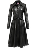 Women’s Black Leather Long Coat