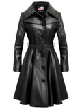 Women’s Black Real Long Leather Coat